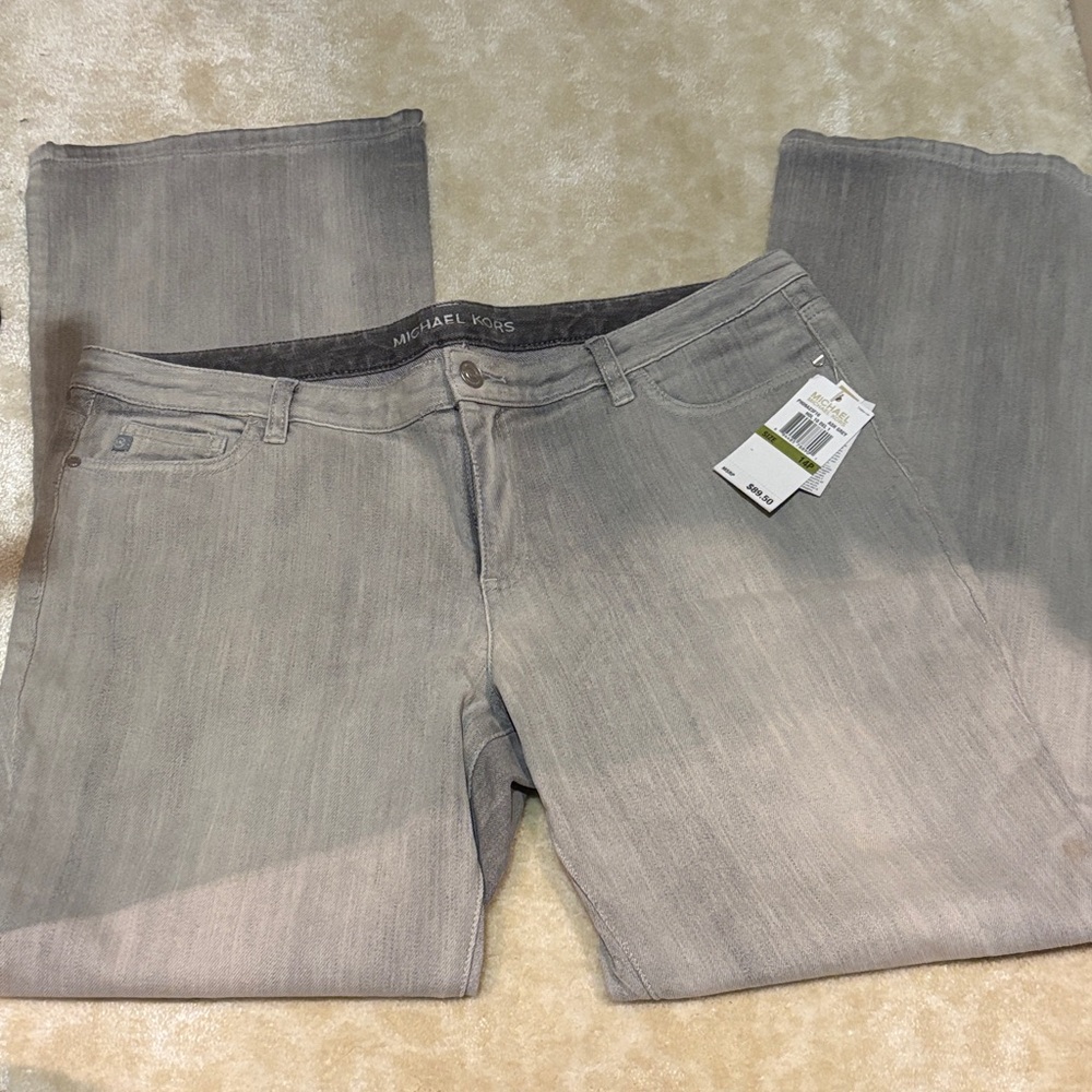 Michael Kors Women's Straight Leg Jeans in Light Gray